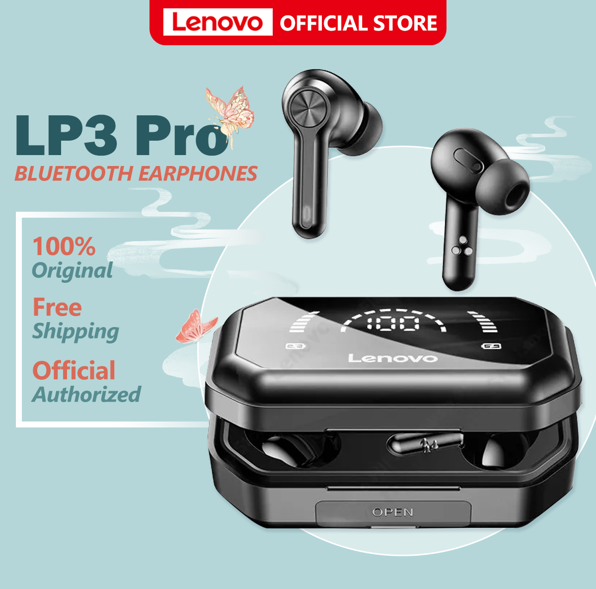 Lenovo LP3 PRO Bluetooth 5.0 Earphones True Wireless Earbuds TWS With Display And 1200mAh Large Capacity Battery HIFI Music Headset with Mic Headphone