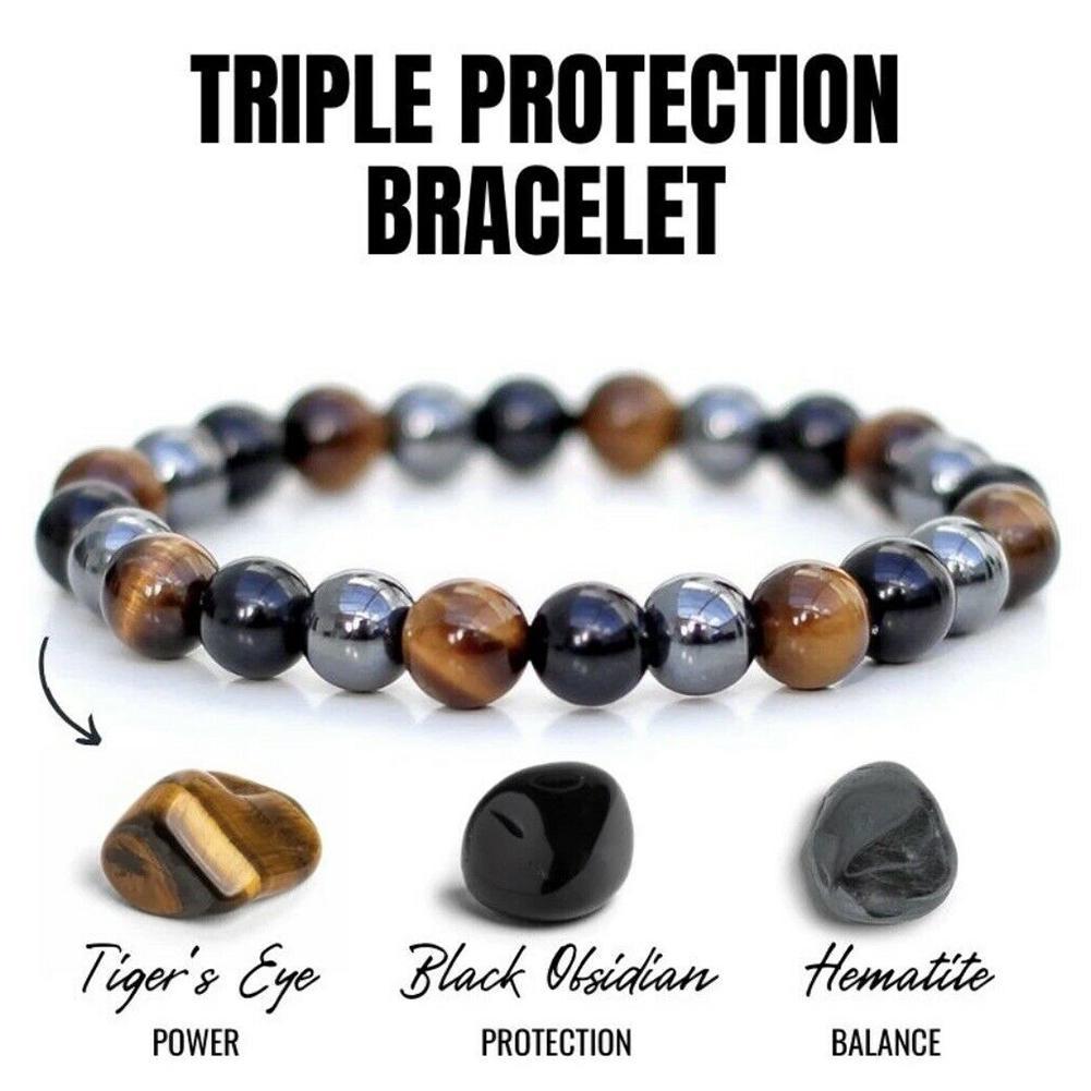 Natural Tiger Eye Bracelet 8/10mm Hematite Black Obsidian Bracelets Wristband Stone Jewelry