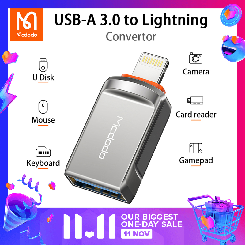 Mcdodo USB 3.0 To Lightning OTG Adapter For iPhone 12 11 Pro XS Max XR X 8 7 iPad Tablet Fast Transmission Converter Data SD Card U Disk
