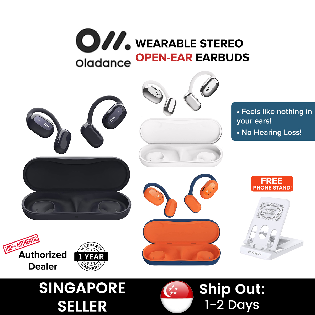 [SG] Oladance Wearable Stereo Open-Ear Wireless Bluetooth 5.2 Wireless Earbuds for Android and iPhone – Dual 16.5mm Dynamic Drivers, Waterproof for Sport