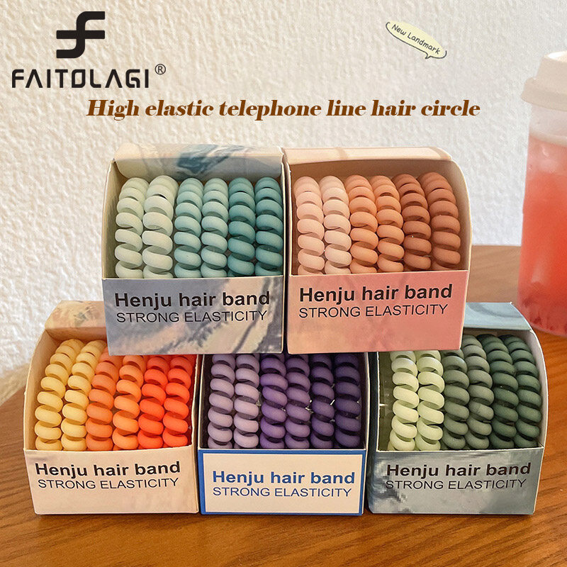1 Set Candy Color Telephone Line Hair Rope for Women Matte Frosted Solid Color Hair Ties Korean Style Simple Sweet Hair Rings Girls Female Headwear