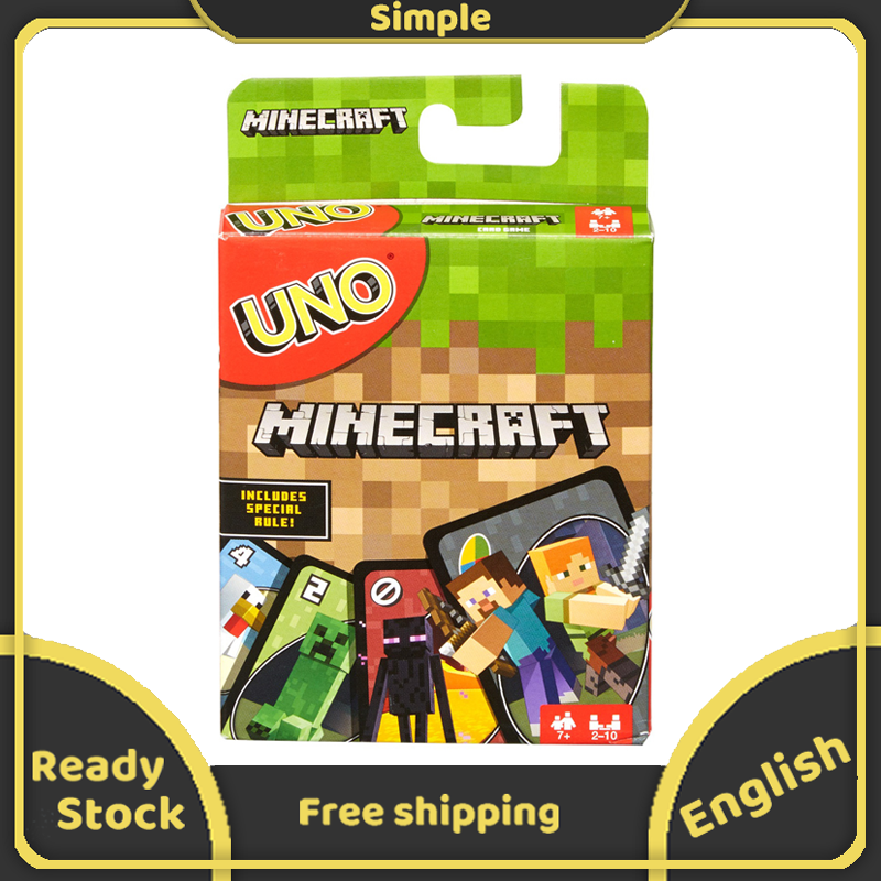 UNO Minecraft Board Game Family Leisure Entertainment Game Friends Gathering Multiplayer Board Game