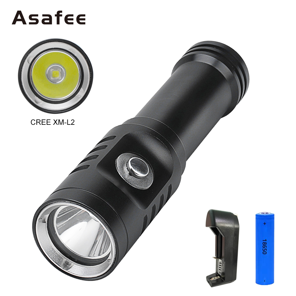 New hot selling OEM diving flashlight Cree XM L2 underwater scuba diving flashlight torch 18650 Flash light 80M Waterproof XM L2 Lantern lamp