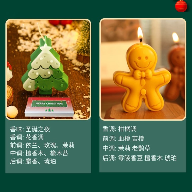 New Creative Christmas Style Fragrance Candles 2 Combination Christmas Tree+Gingerbread Man F