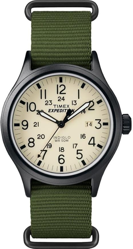 Timex Expedition Scout 40mm Men’s Analog Watch | Luminous Hands | Durable Comfortable Adjustable Strap | 24 Hour Time | Rugged Outdoor Watch | 50M Water Resistance